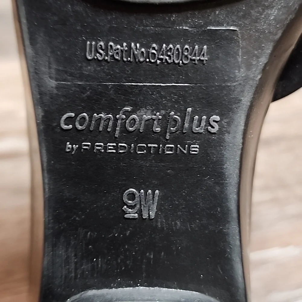 Predictions Comfort Plus Black Slide Open Toe Wedge Sandals